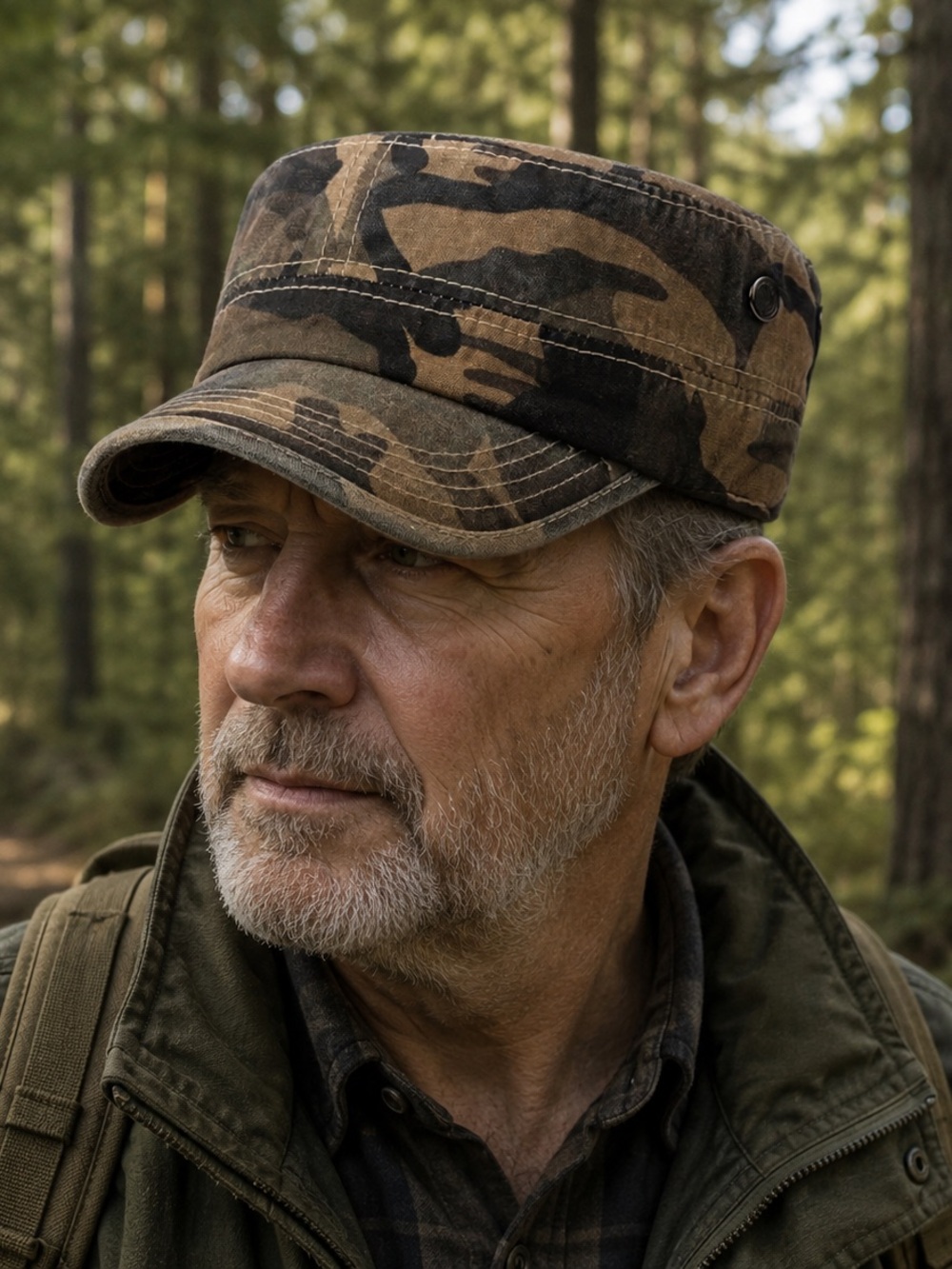 Men's Green/Brown Camo Field Hat -New